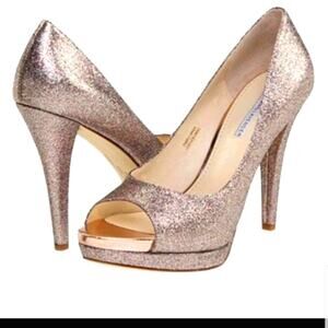 Vera Wang Lavender glitter platform peep toe heels 9.5